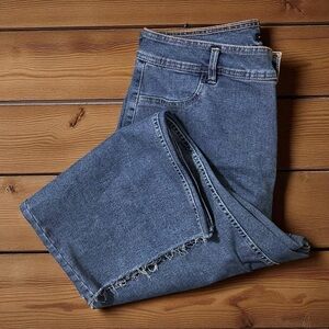 Black Tape Classic Blue Wide Leg Frayed Hemmed Jeans